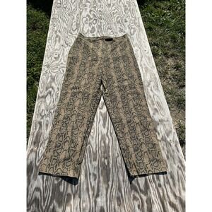 VINTAGE Fundamental Things Pants Women 14 Brown‎ High Rise Snake Skin Fall